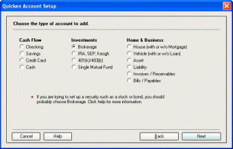Setting up a Prosper account in Quicken
